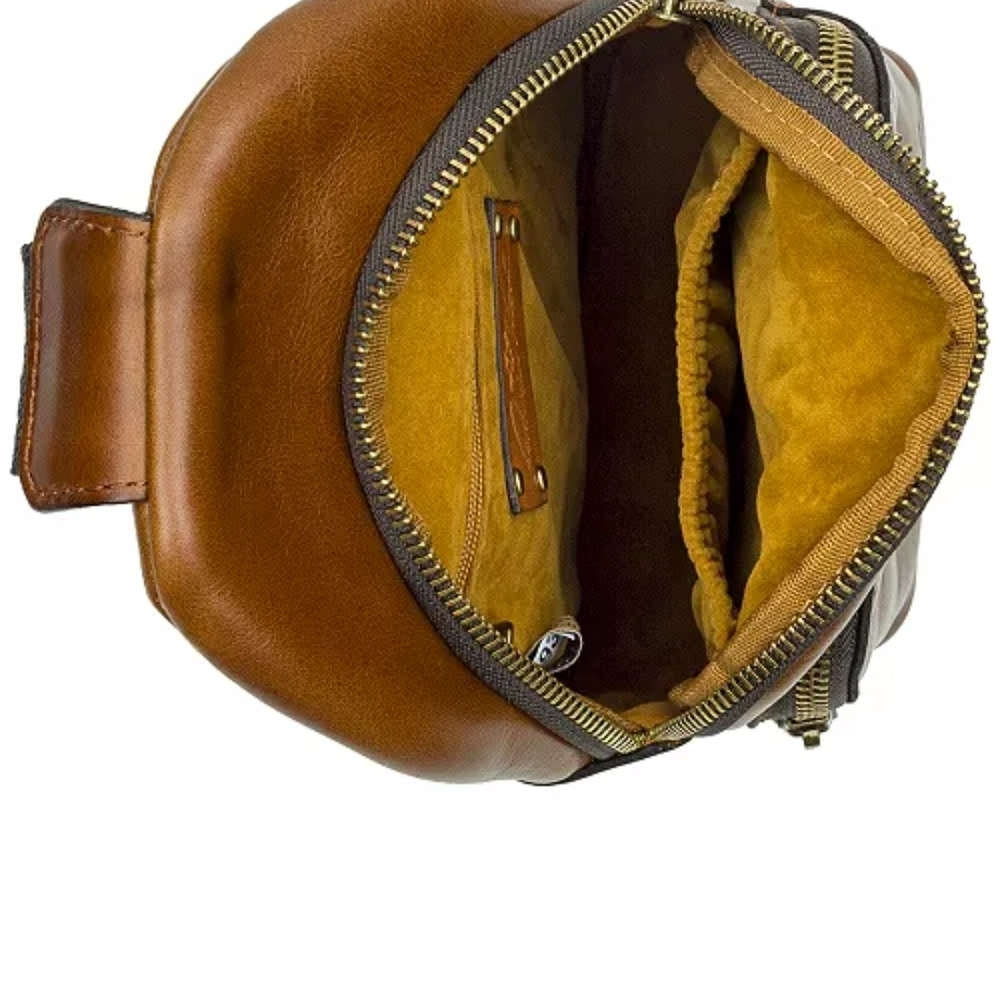 NWOT Patricia Nash Cognac Brown Genuine Leather Crossbody Bag Vintage Distressed - Picture 5 of 7